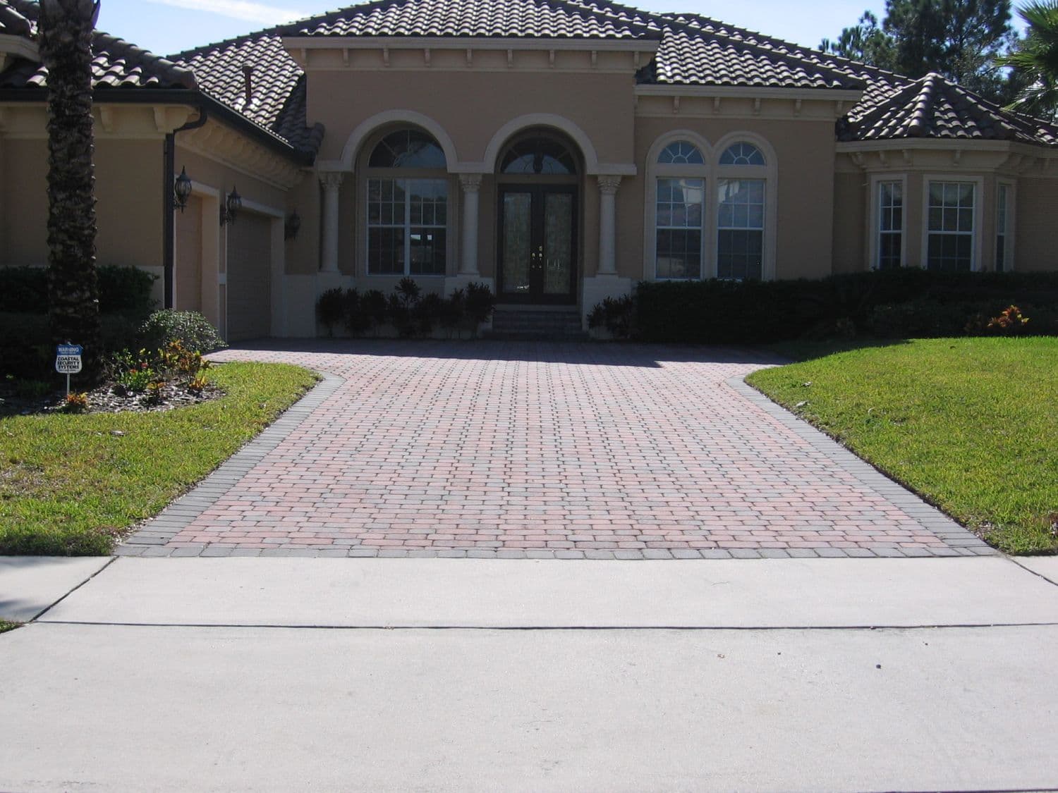 Pool deck pavers after sealing