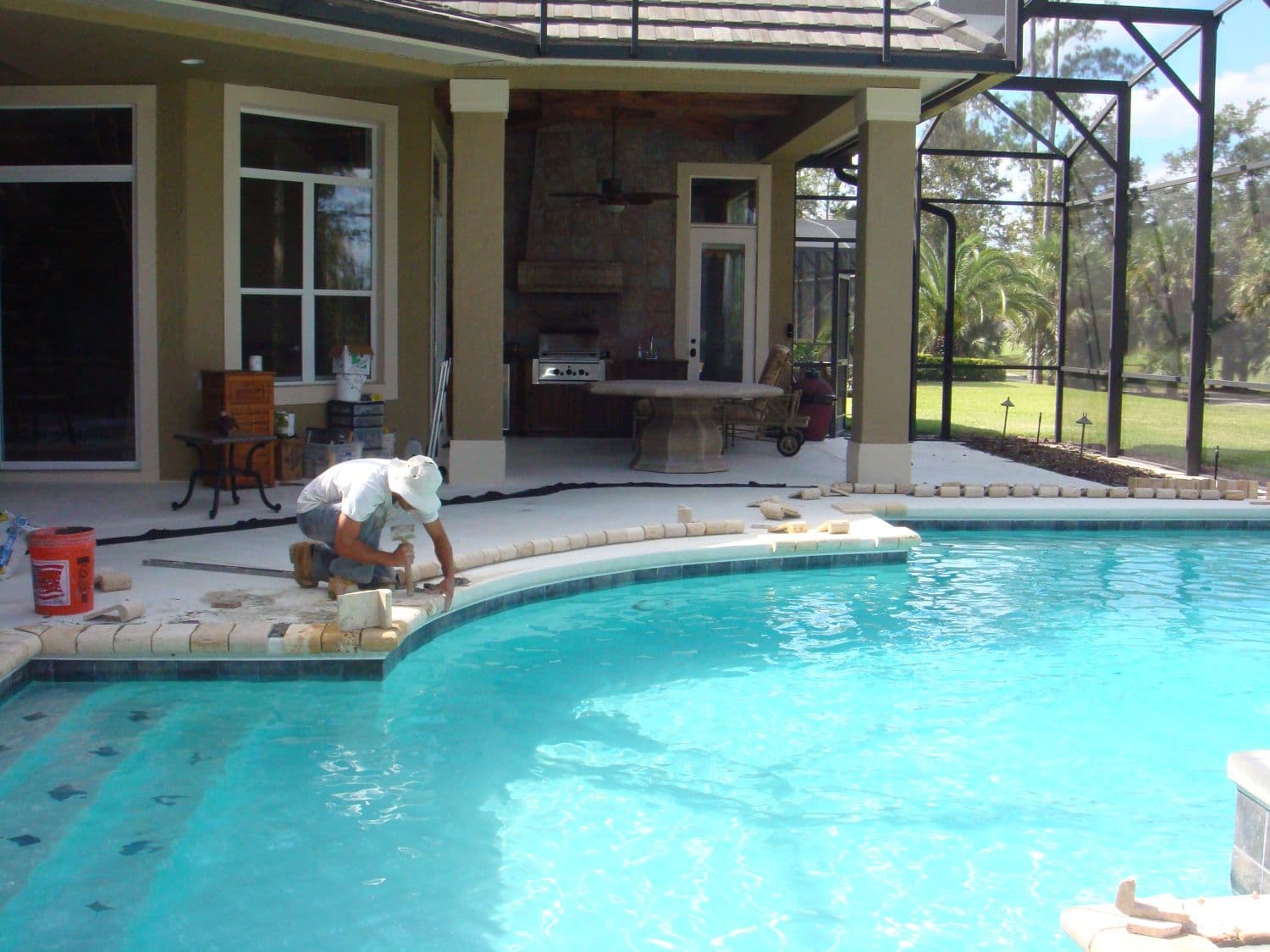 Pool paver before — Orlando project